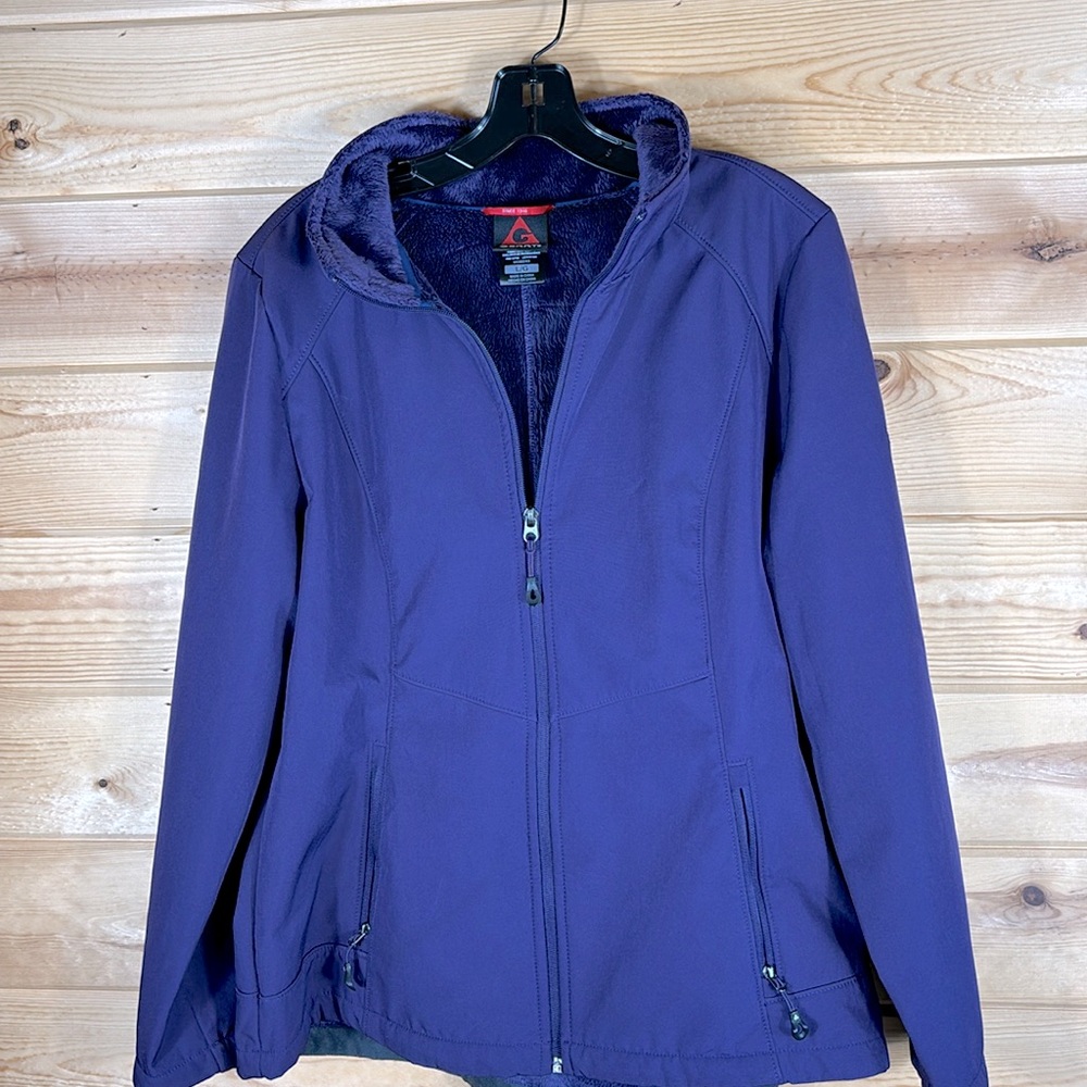 GERRY Jacket with Detachable Hood, Fuzzy Inside, Purple, Size Large